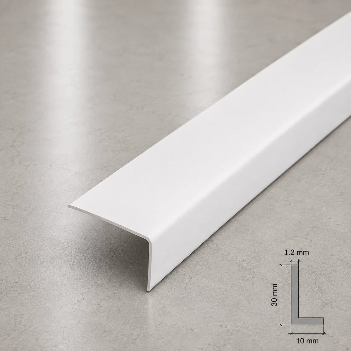 Equal & Unequal Edge Protector White PVC Plastic Corner Angle Trim 90° In 30 X 10 MM