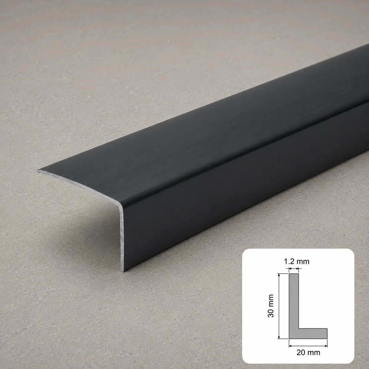 Equal & Unequal RAL 7016 Edge Protector Anthracite PVC Plastic Corner Angle Trim 90° In 30 X 20 MM