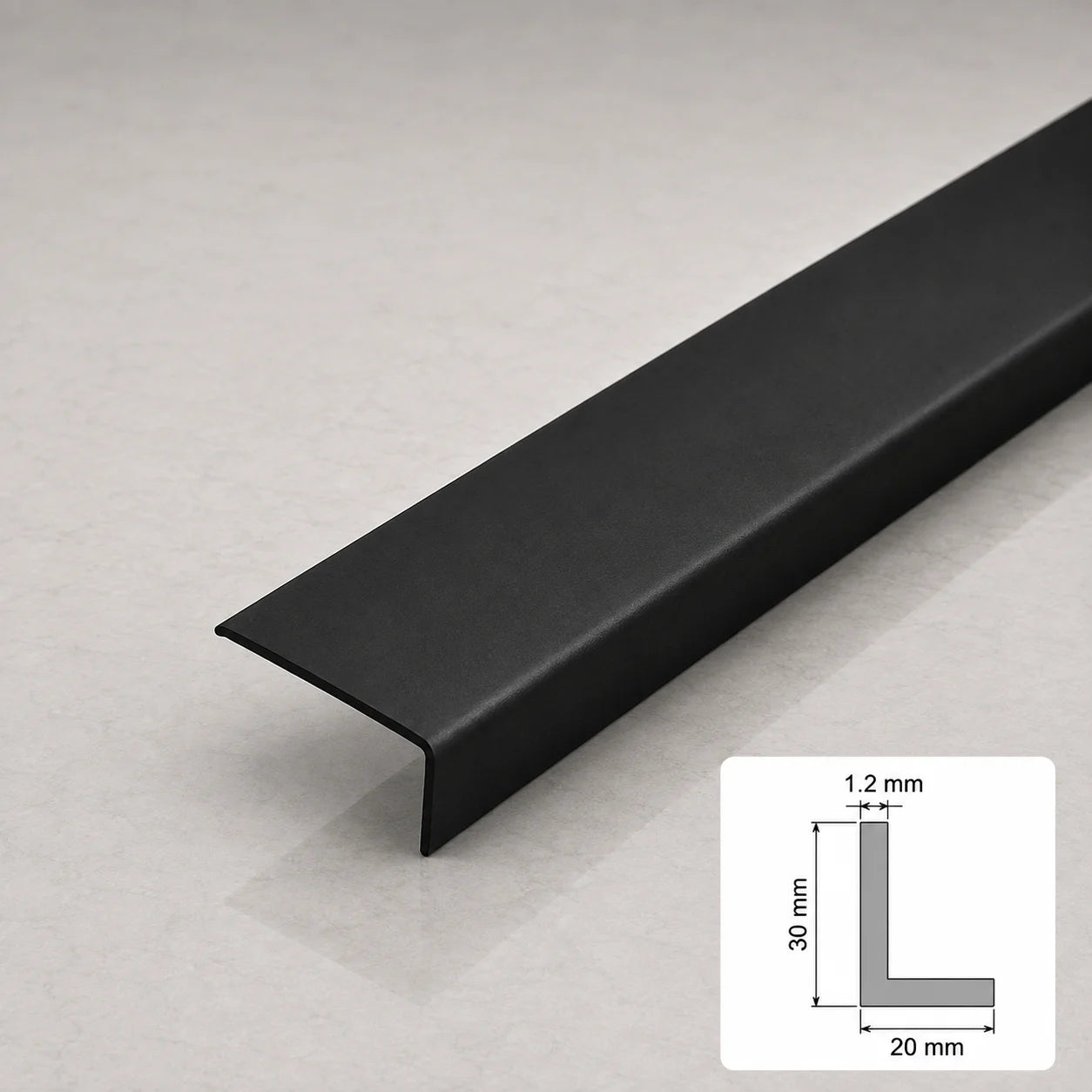 Equal & Unequal Edge Protector Black PVC Plastic Corner Angle Trim 90° In 30 X 20 MM