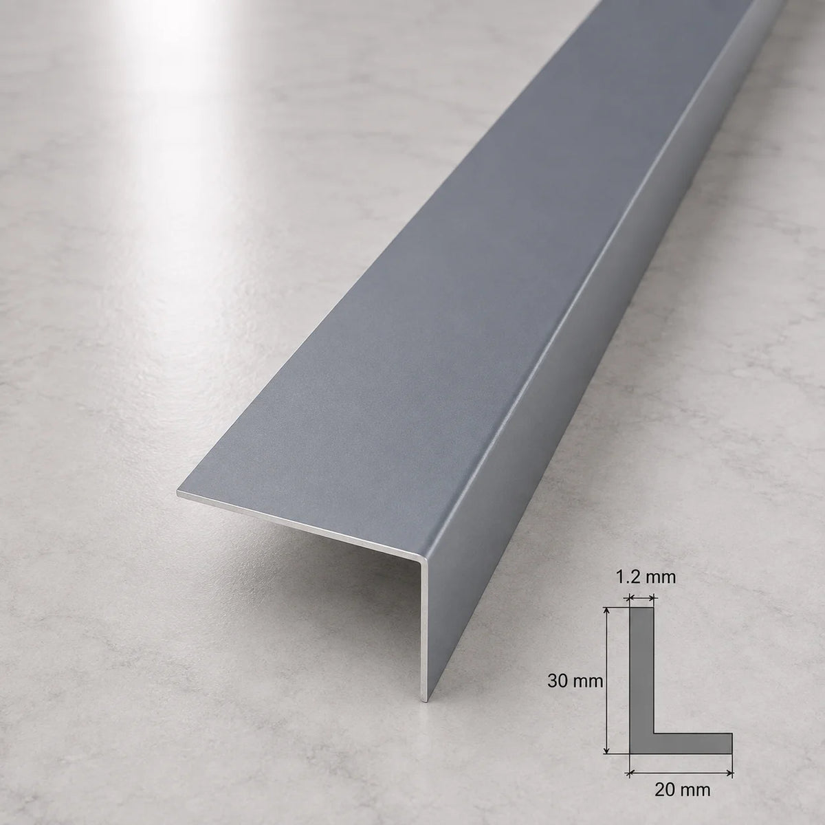 Equal & Unequal Edge Protector Dark Grey PVC Plastic Corner Angle Trim 90° In 30 X 20 MM