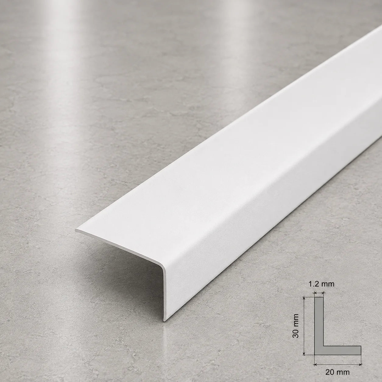 Equal & Unequal Edge Protector White PVC Plastic Corner Angle Trim 90° In 30 X 20 MM