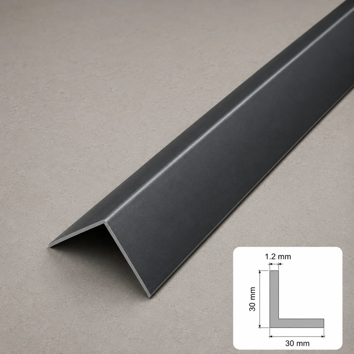 Equal & Unequal RAL 7016 Edge Protector Anthracite PVC Plastic Corner Angle Trim 90° In 30 X 30 MM