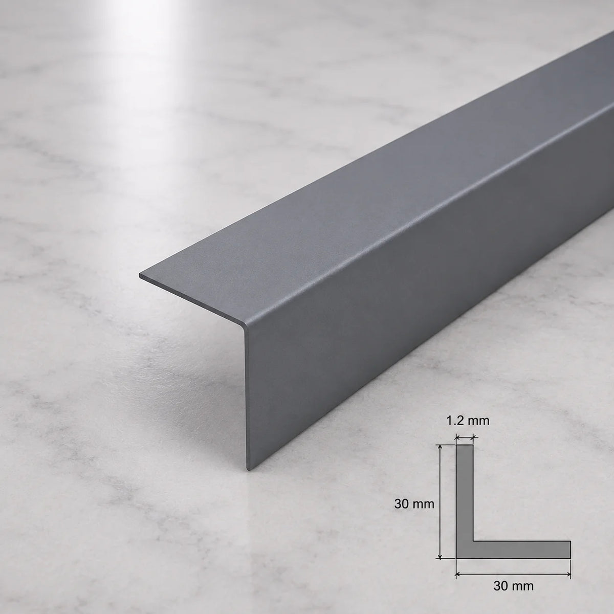Equal & Unequal Edge Protector Dark Grey PVC Plastic Corner Angle Trim 90° In 30 X 30 MM