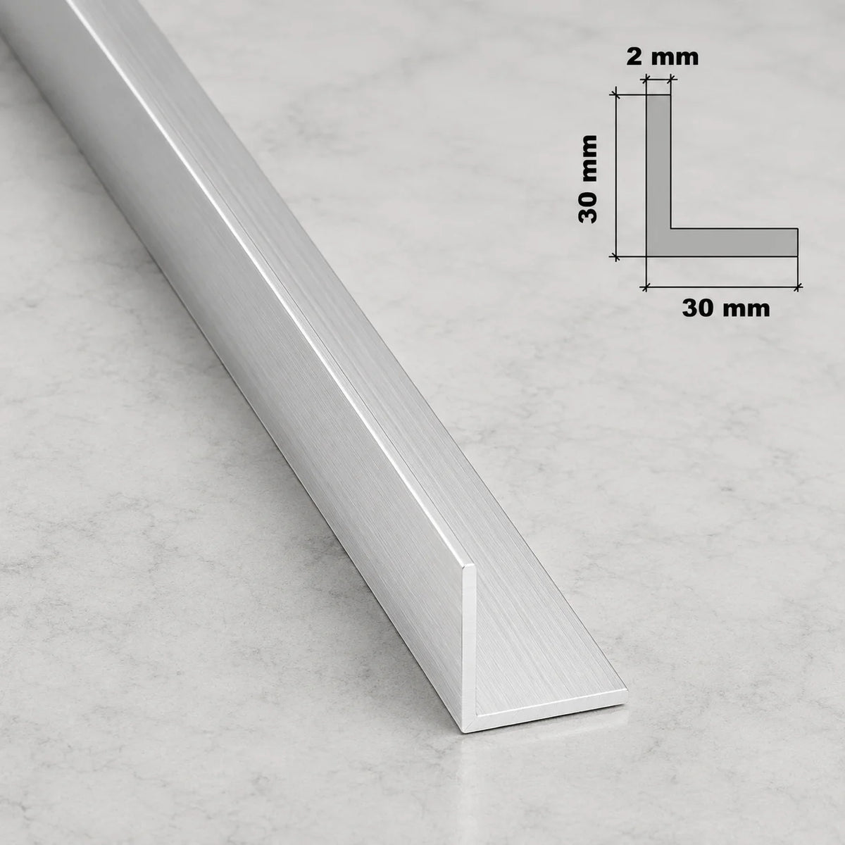Natural Aluminium Extruded Angle Corner 1 M | Equal & Unequal In 30 X 30 MM