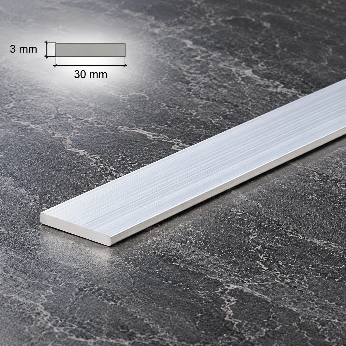 Aluminium Flat Bar Plate Natural In 30 X 3 MM