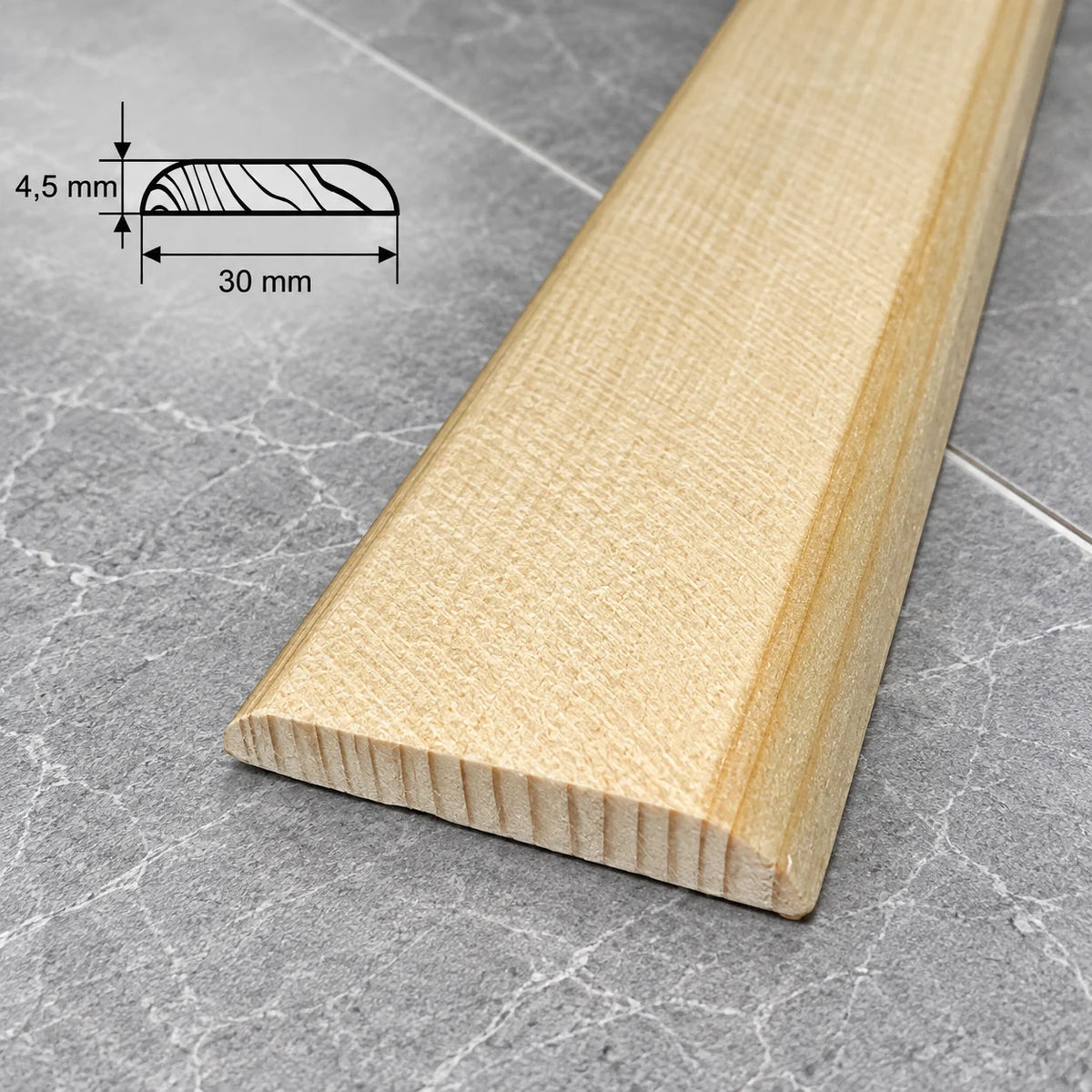 Pine Wood Flat Trim 20mm–90mm | Natural Pine Flat Bar Moulding In 30 X 4.5 MM