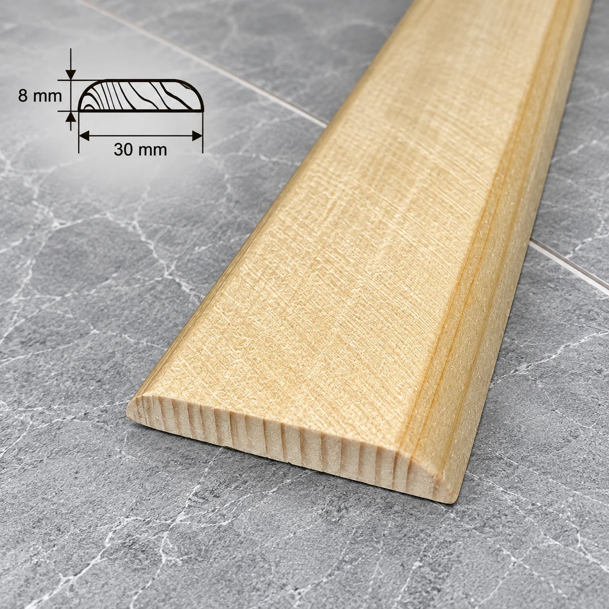 Pine Wood Flat Trim 20mm–90mm | Natural Pine Flat Bar Moulding In 38 X 8 MM