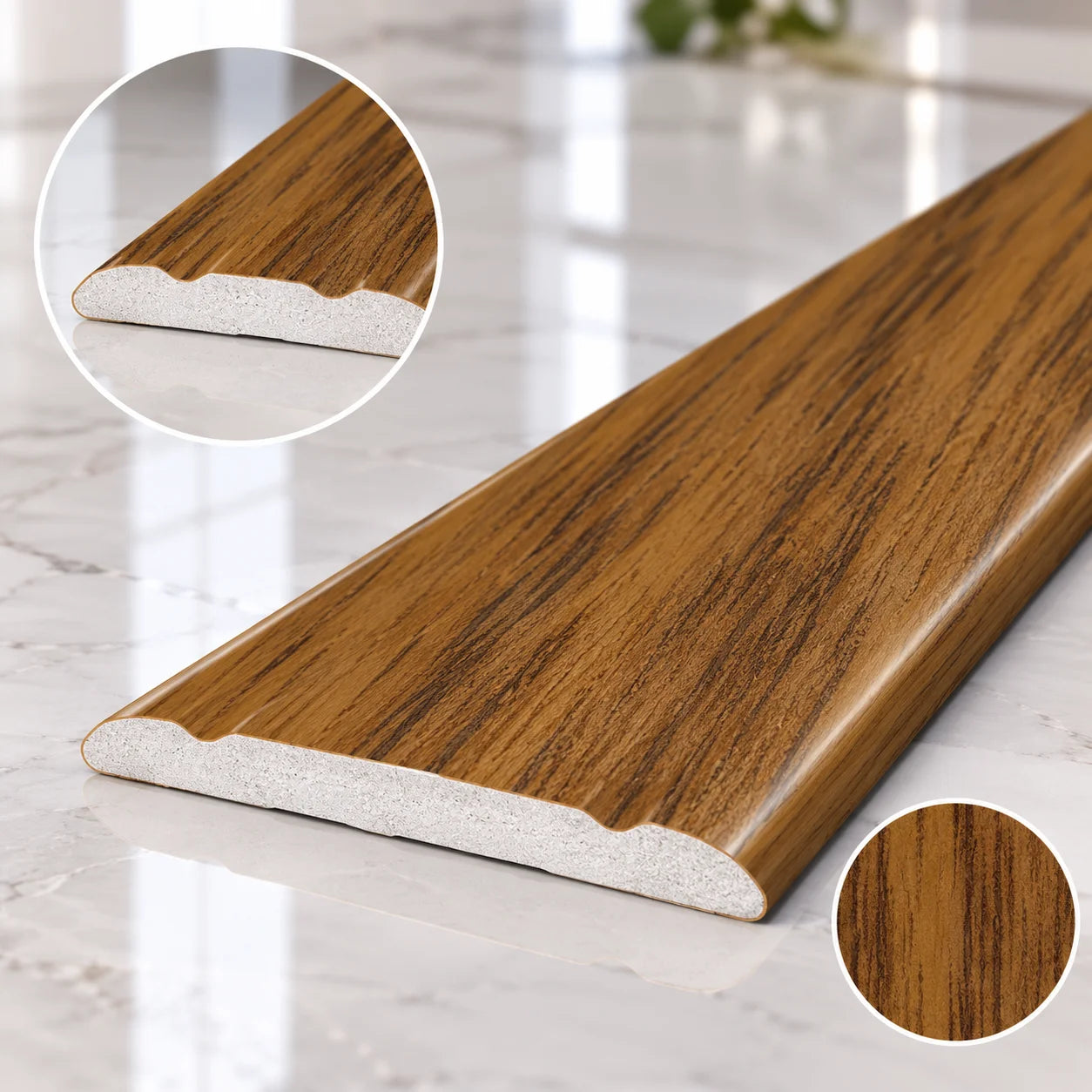 30mm Aluminium Wood Effect Self-Adhesive Door Threshold Strip in Afrezy Color with easy Installation