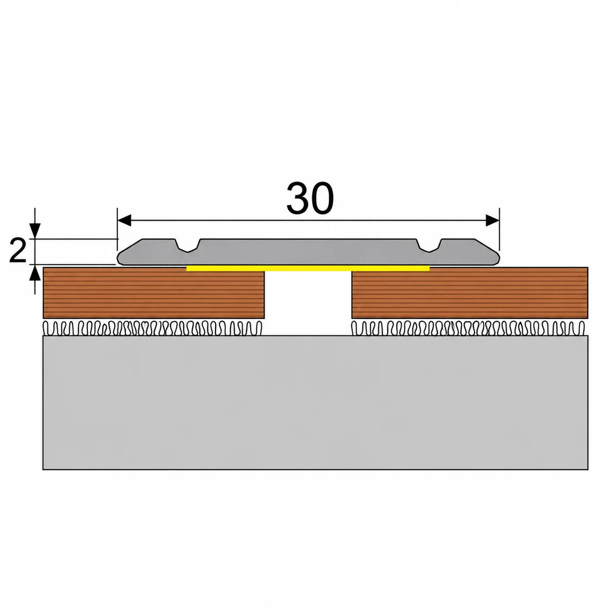 Aluminium Wood Effect Door Threshold Trim 30mm Wide Dimension Image