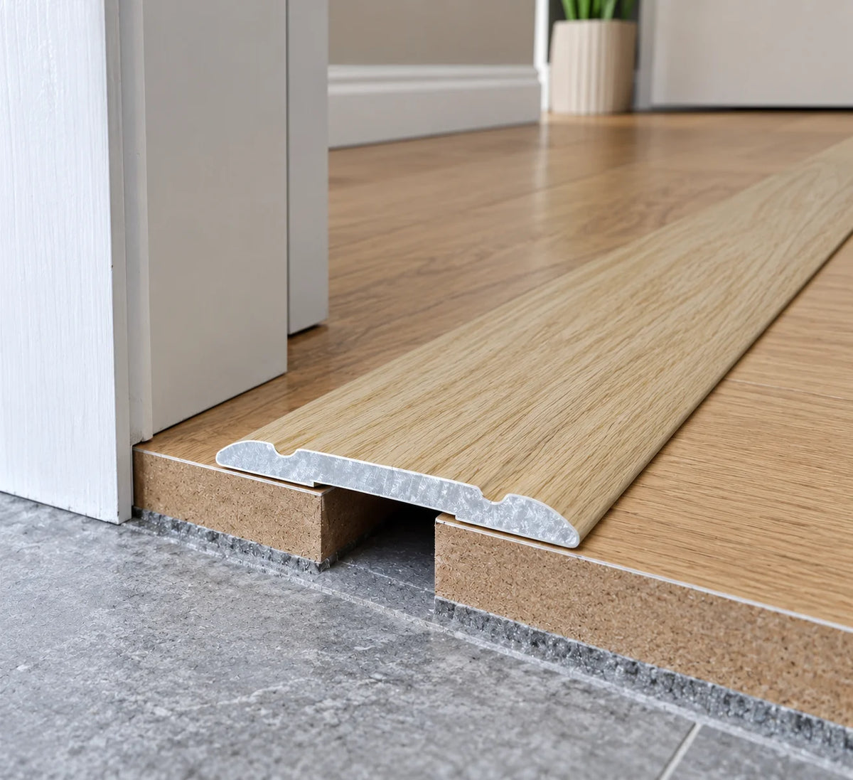 Wood Effect 30mm Aluminium Self-Adhesive Floor Transition Strip Real Usage