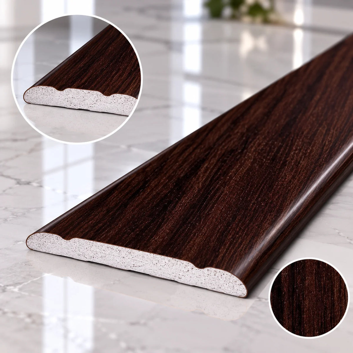 Wood Effect 30mm Aluminium Self-Adhesive Floor Transition Strip in African Ebony Color