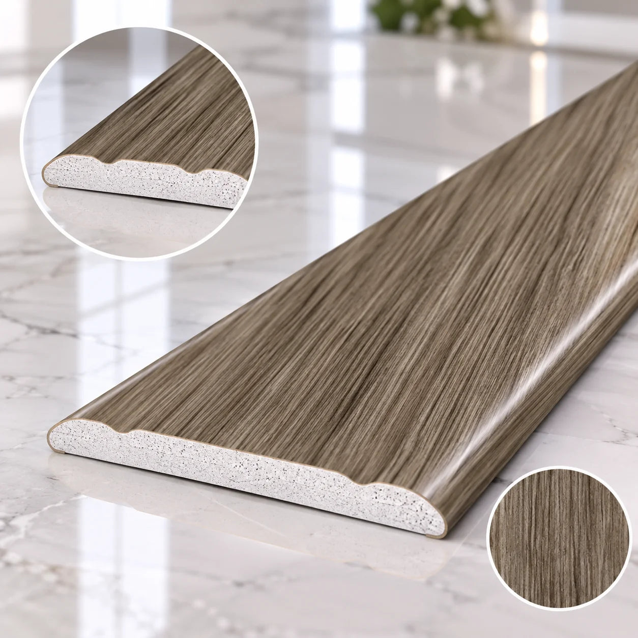 Self-Adhesive 30mm Aluminium Wood Effect Door Floor Trim in Antique Oak Color