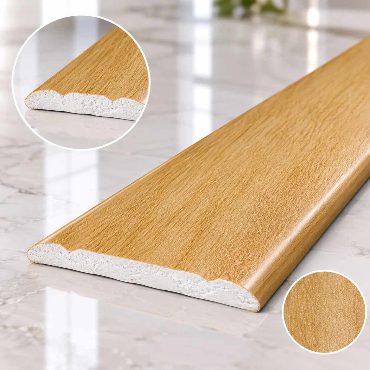 Wood Effect Aluminium 30mm Self-Adhesive Flooring Transition Trim in Beech Color