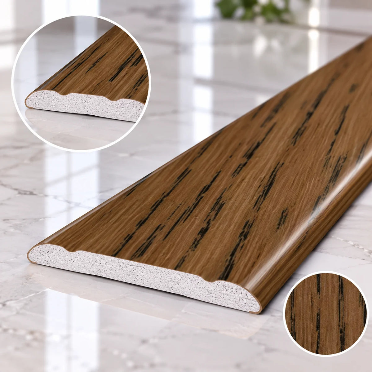 Aluminium Wood Effect Door Threshold Trim 30mm Wide in Castle Oak Color