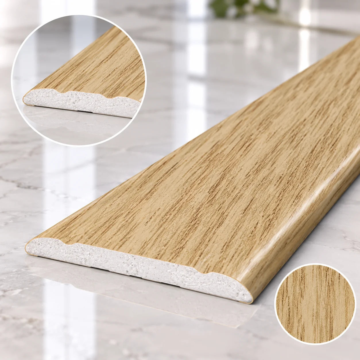 Self-Adhesive Aluminium Door Threshold Strip 30mm Wood Effect in Congnac Oak Color