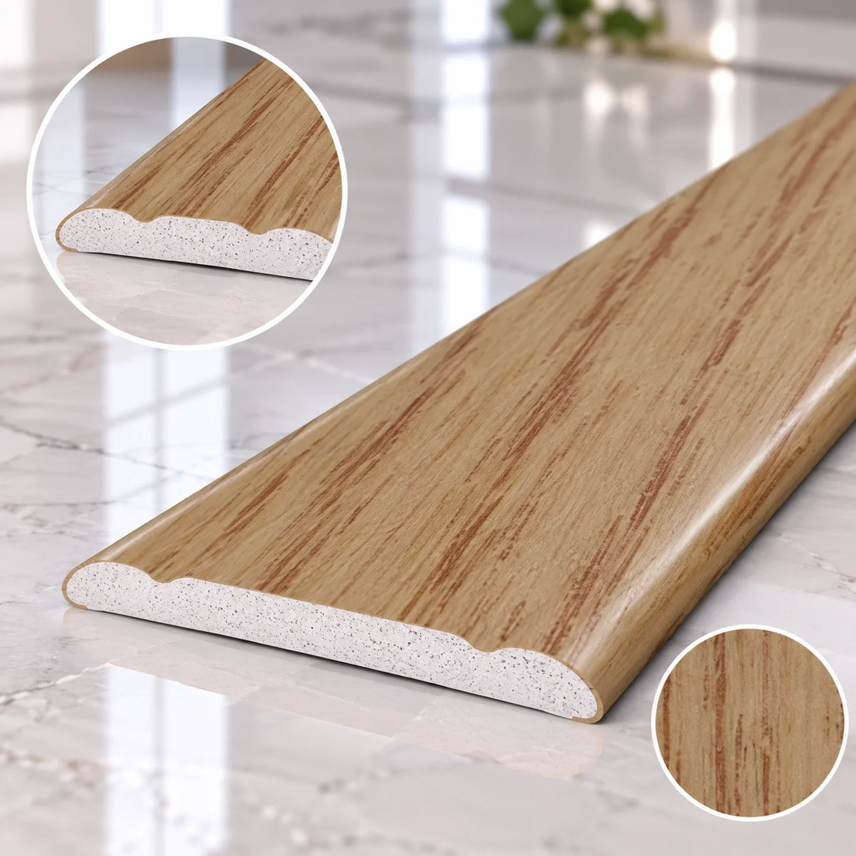 Wood Effect 30mm Aluminium Self-Adhesive Floor Transition Strip in Elm Color