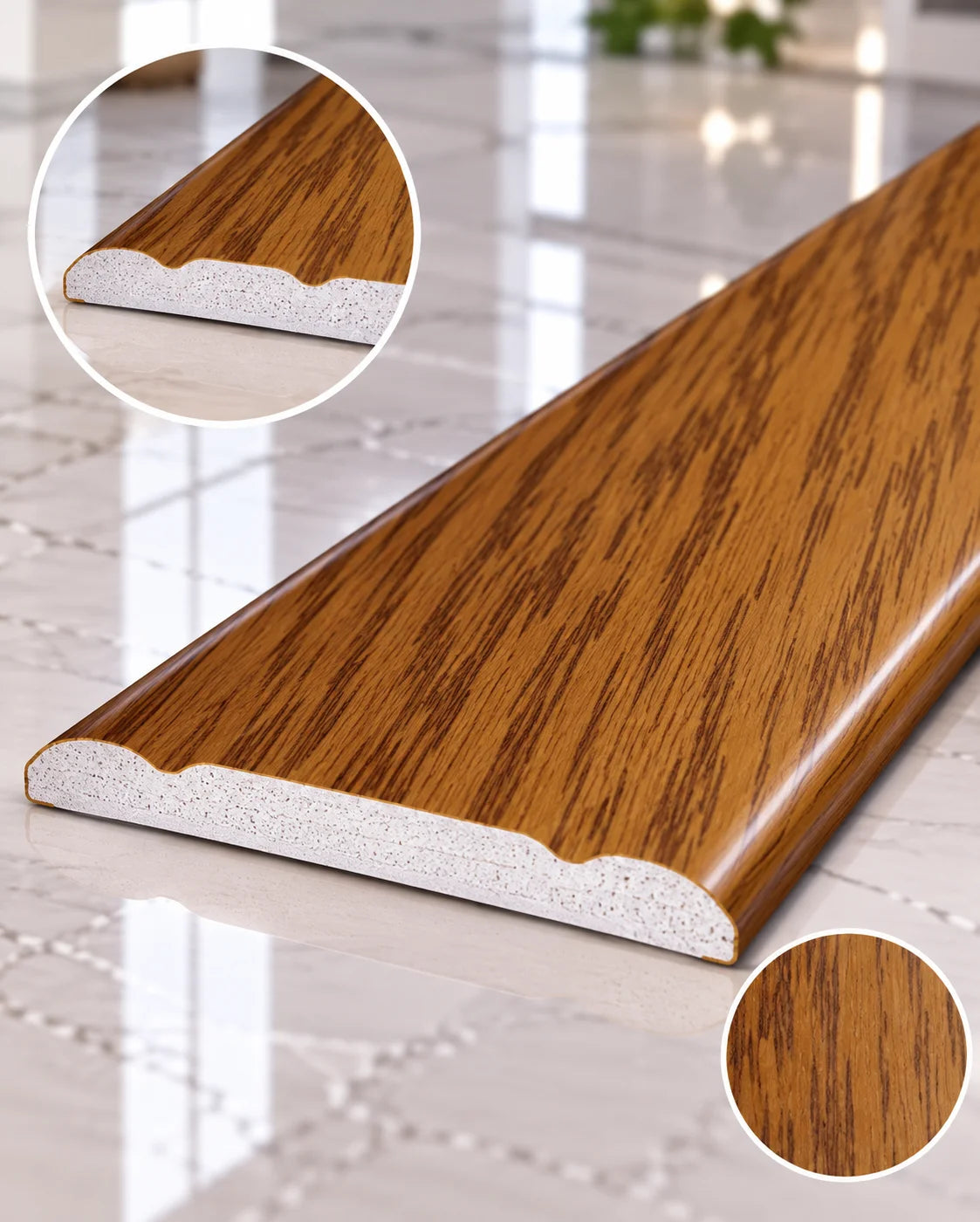 30mm Wood Effect Aluminium Door Threshold Strip for Flooring in Golden Oak Color