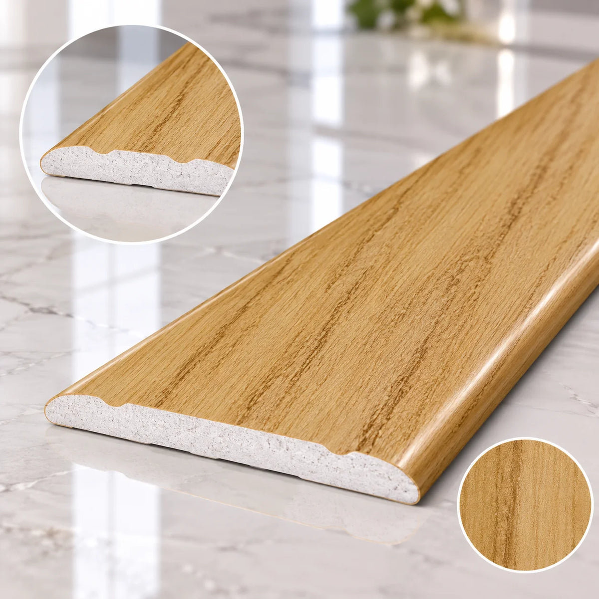 Self-Adhesive 30mm Aluminium Wood Effect Door Floor Trim in Hickory Color