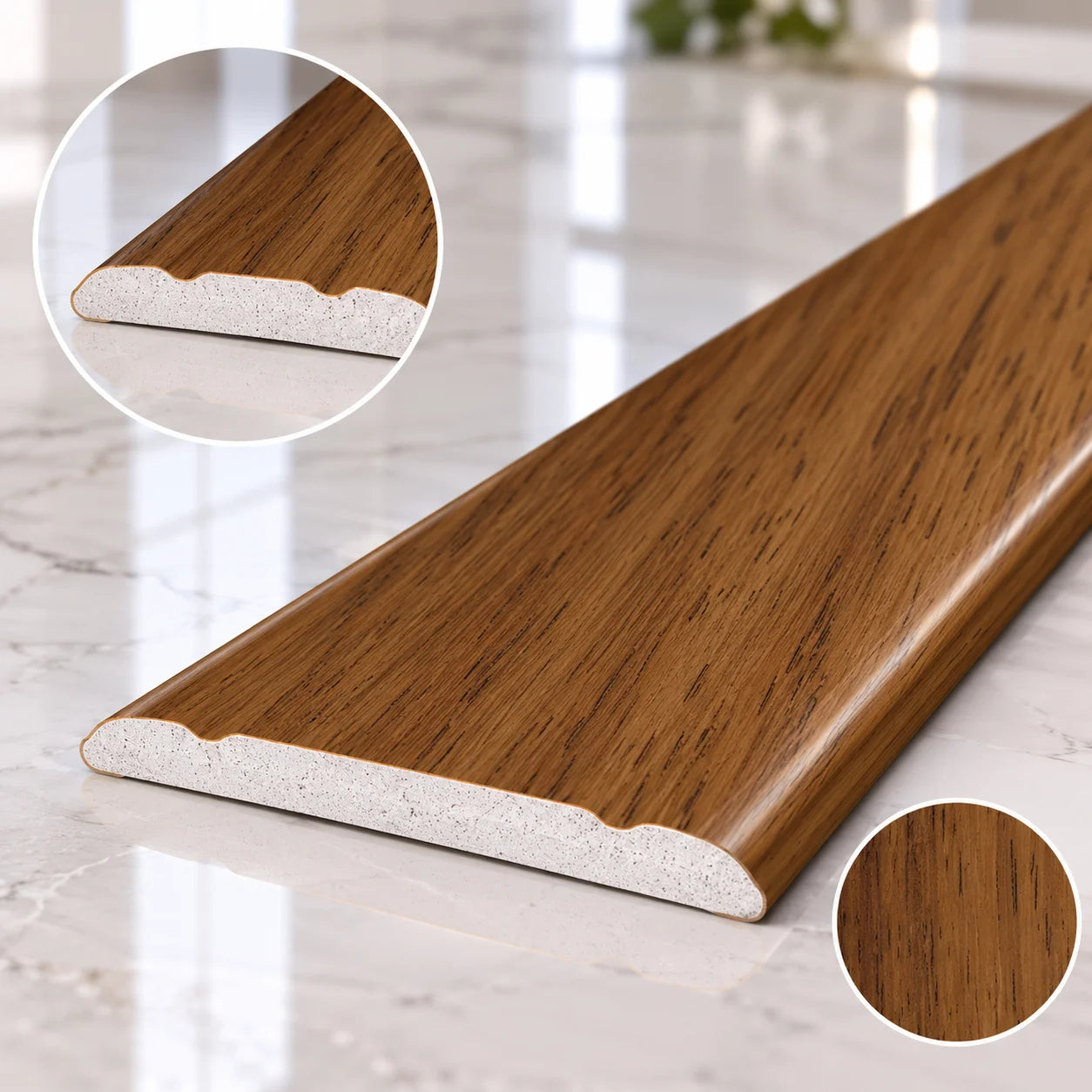 30mm Aluminium Wood Effect Threshold Strip for Doorways in Indian Teak Color