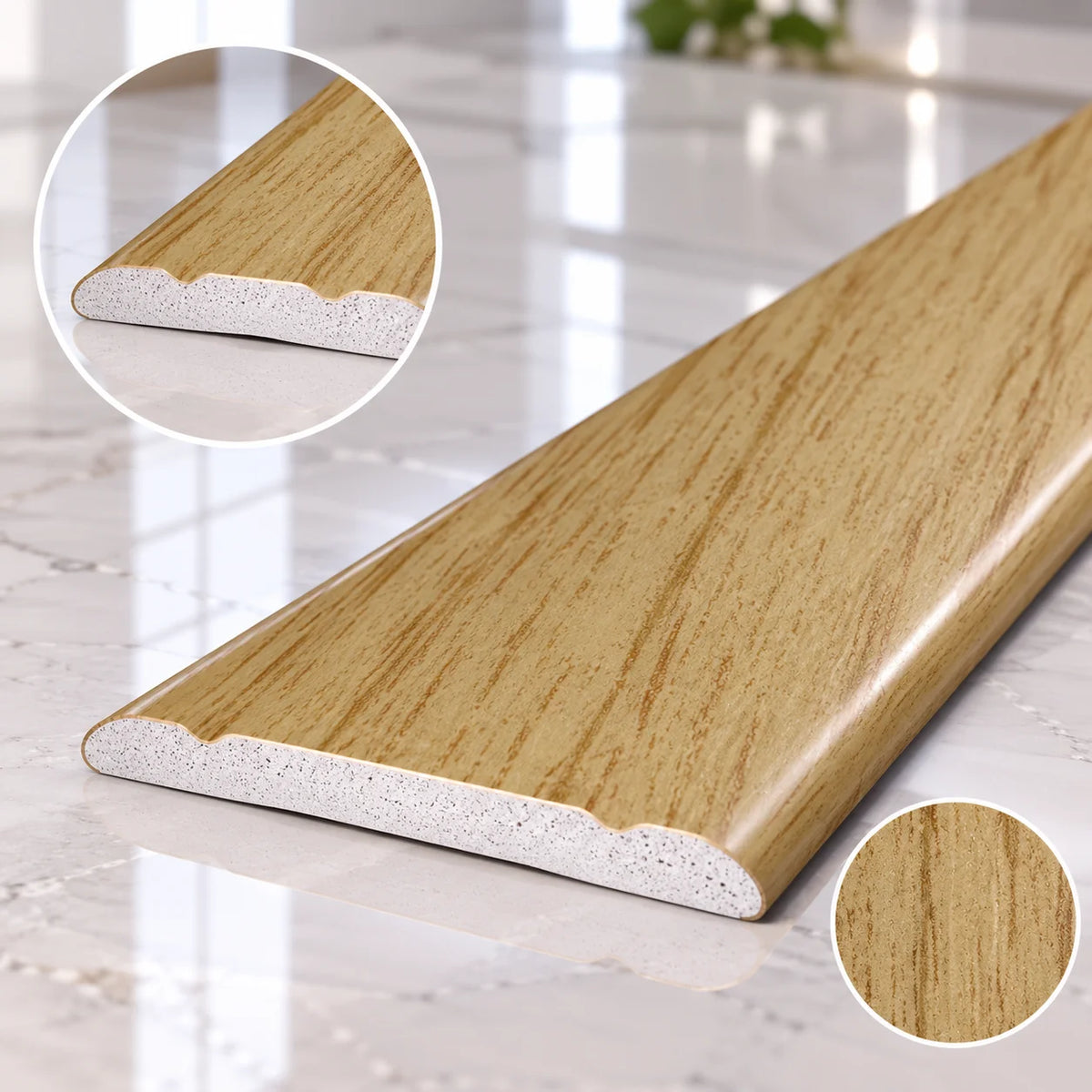 30mm Self-Adhesive Wood Effect Aluminium Floor Threshold Strip in Light Oak Color