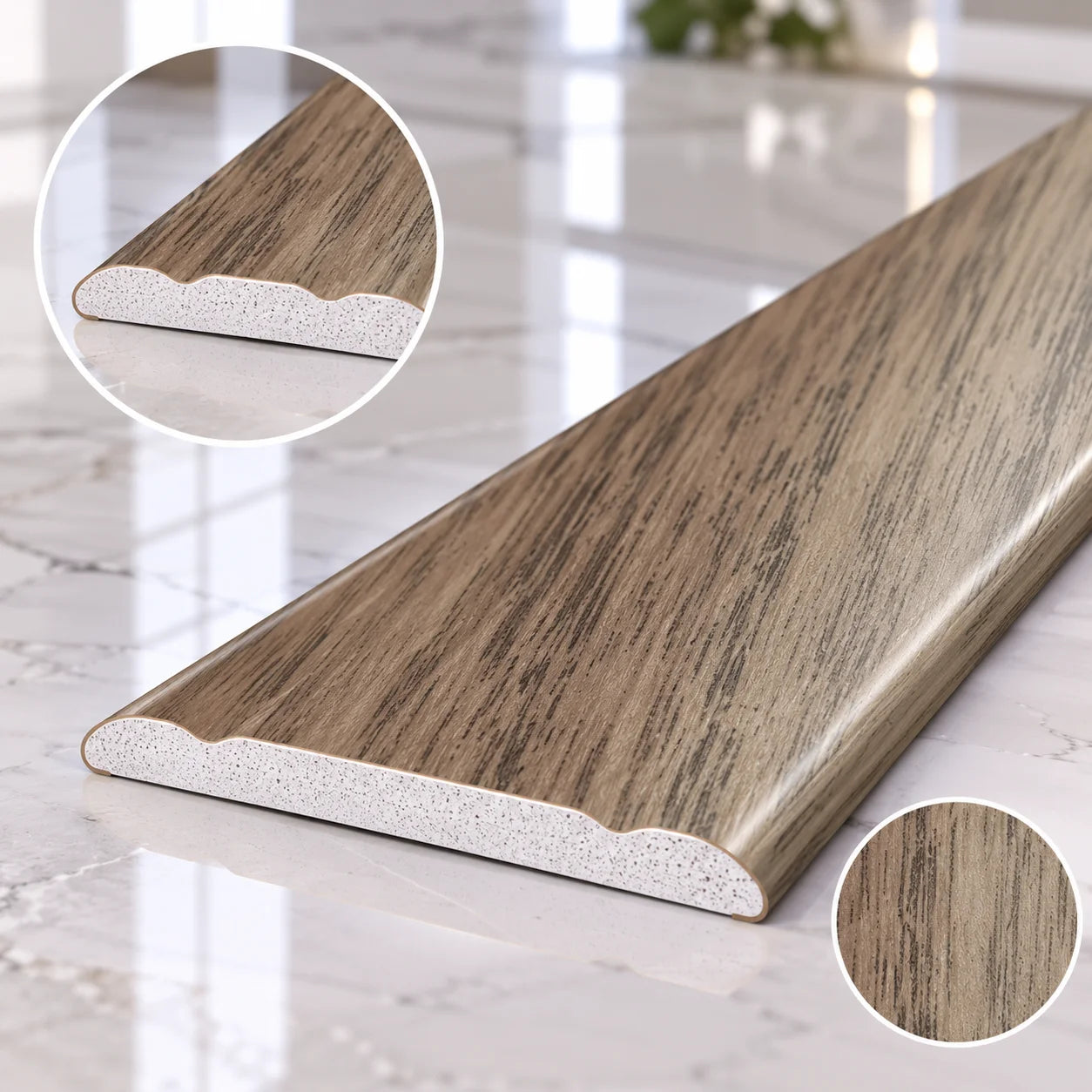 30mm Wood Effect Aluminium Transition Strip for Laminate and Wood Floors in Merbau Color