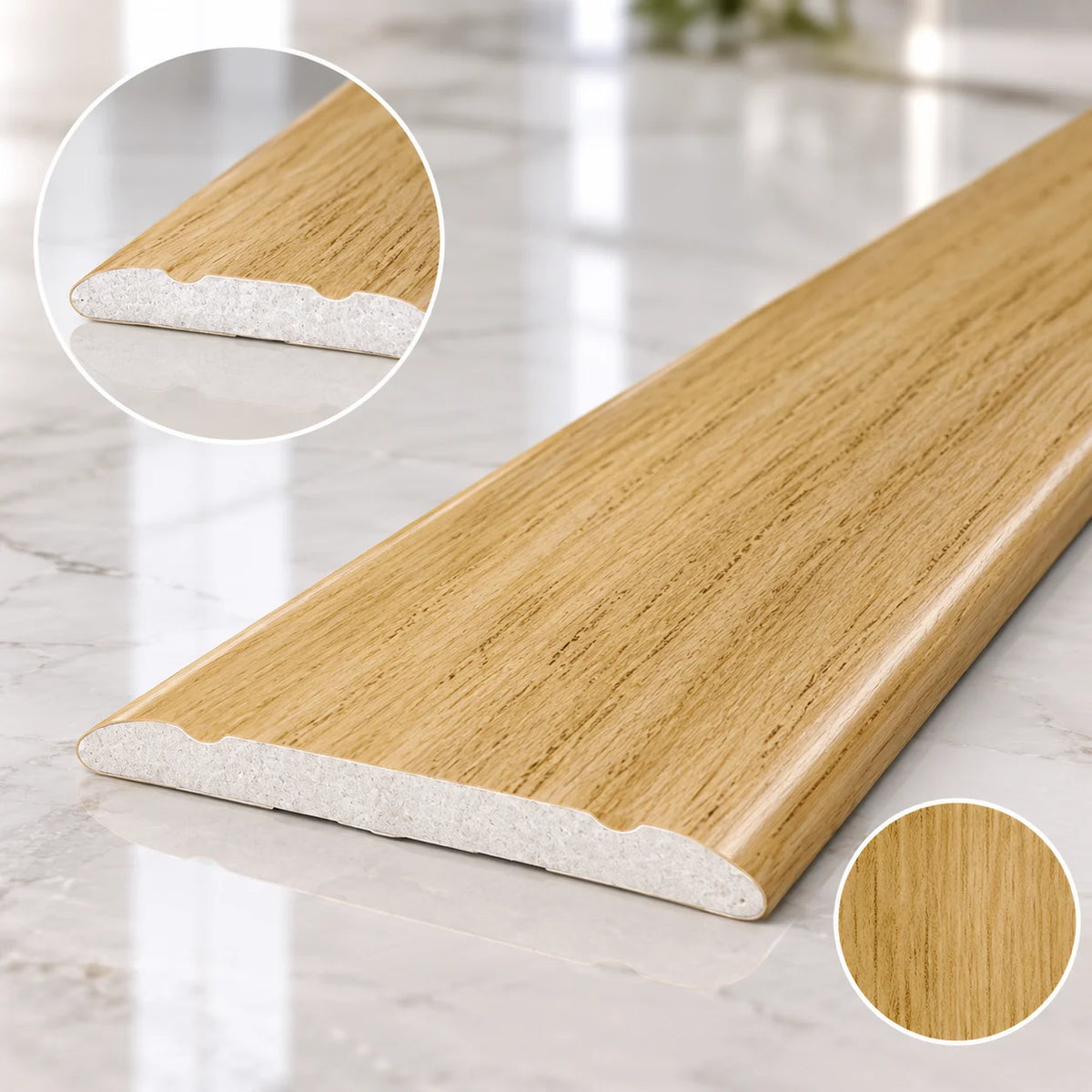 Self-Adhesive Aluminium Door Threshold Strip 30mm Wood Effect in Oak Color