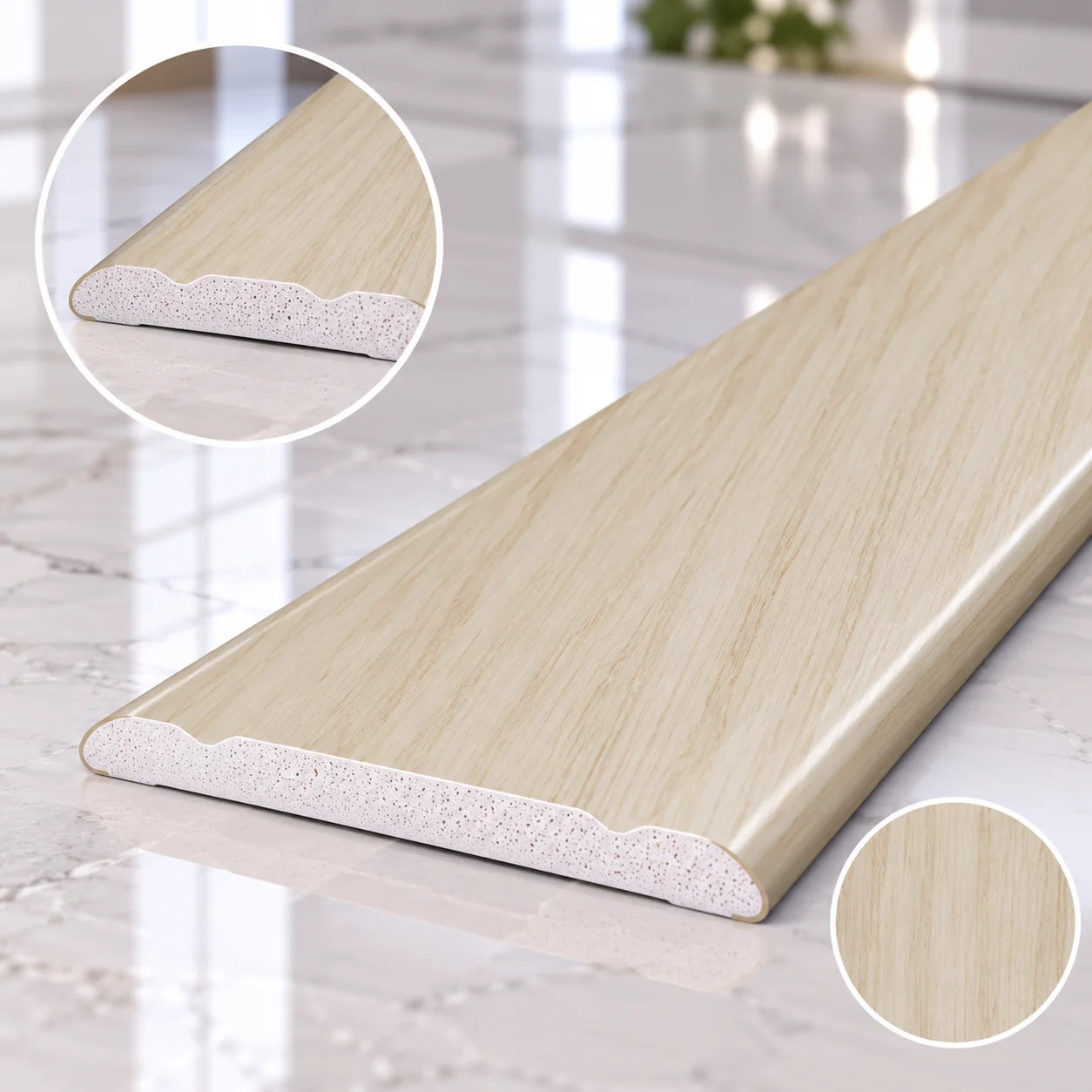 Self-Adhesive Aluminium Door Threshold Strip 30mm Wood Effect in White Pine Color