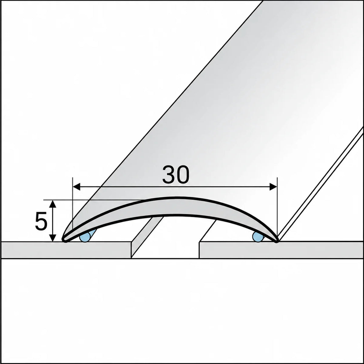 30mm Self-Adhesive Aluminium Floor Transition Strip Diagram