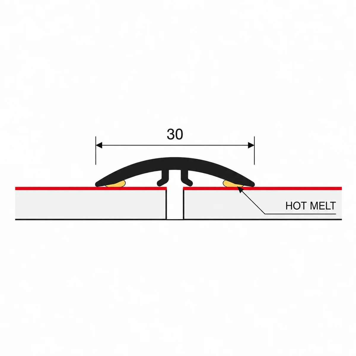 30mm PVC Wood Effect Self-Adhesive Threshold Strip Diagram