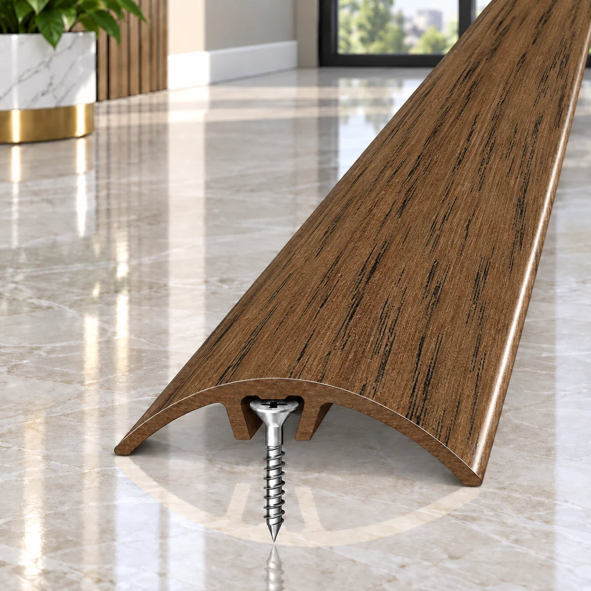 32mm aluminium floor joining profile with wood effect finish for a stylish and durable flooring transition