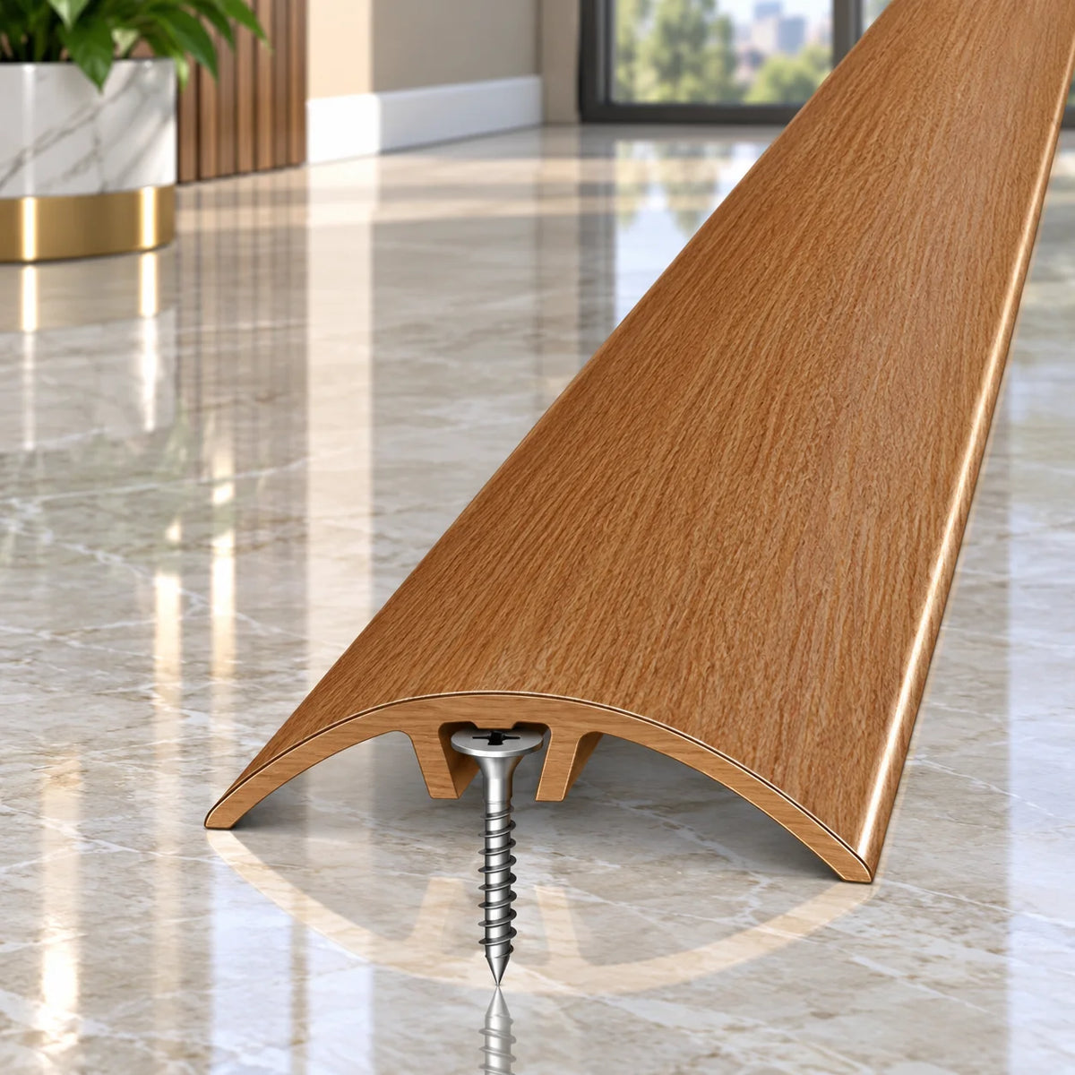 32mm aluminium floor joining profile with wood effect finish for a stylish and durable flooring transition