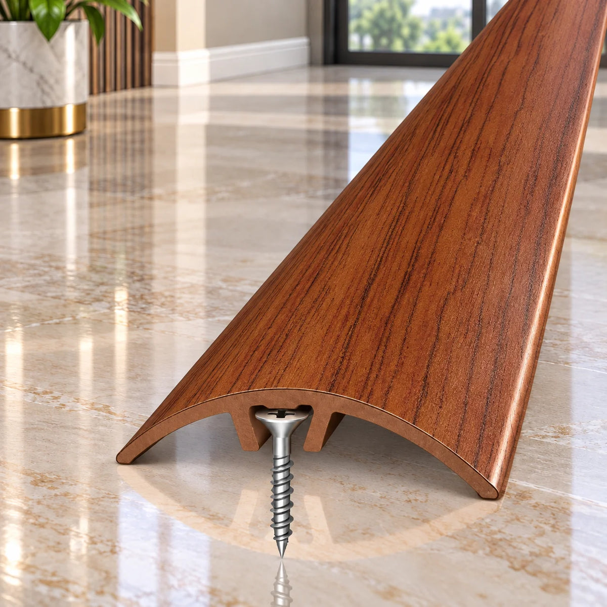 32mm aluminium wood effect floor transition strip for creating a neat and smooth joint between adjoining floors