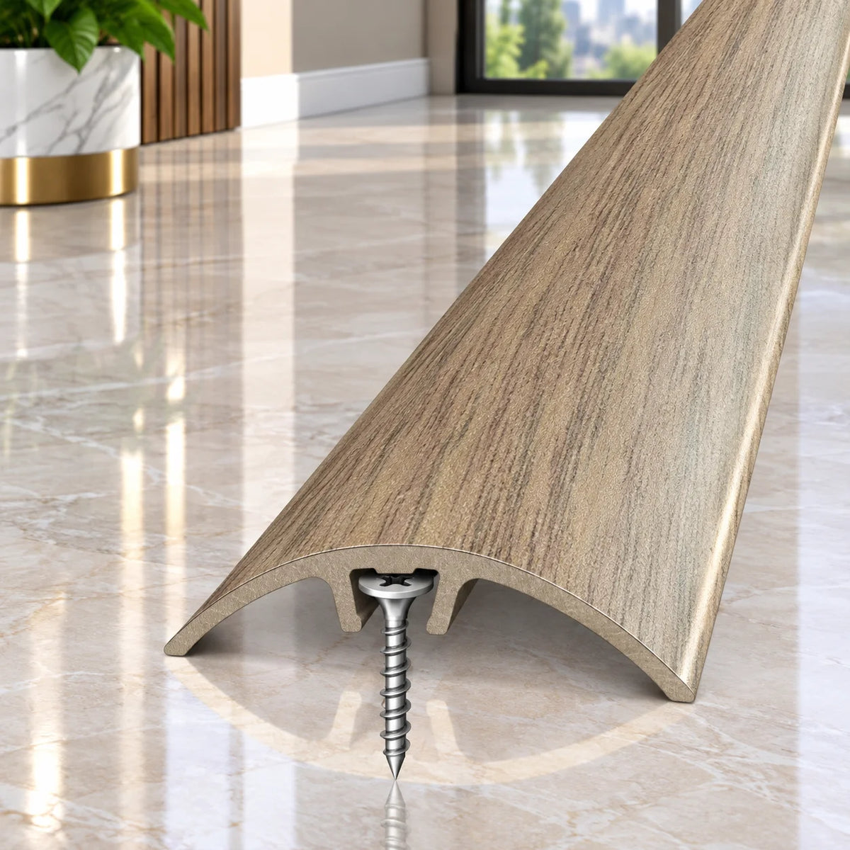 32mm wood effect aluminium floor transition strip for covering gaps between two flooring surfaces