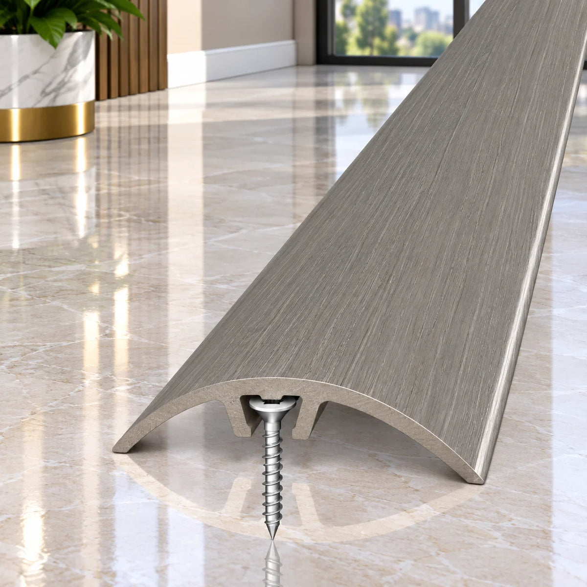 32mm aluminium floor joining profile with wood effect finish for a stylish and durable flooring transition