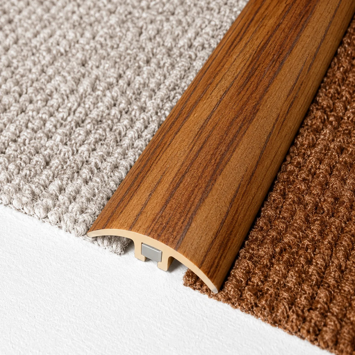 32mm PVC Floor Joining Profile with Wood Effect Finish designed to conceal floor joints while providing a neat and professional appearance.