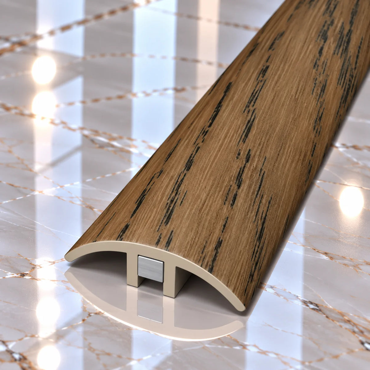 32mm Wood Effect PVC Transition Profile designed for internal doorways and flooring joints where a clean transition and natural wood appearance are required.