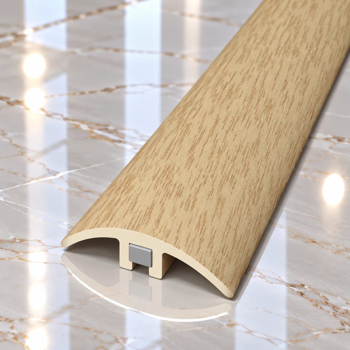 32mm PVC Wood Effect Floor Transition Strip designed to create a neat and smooth join between two flooring surfaces.