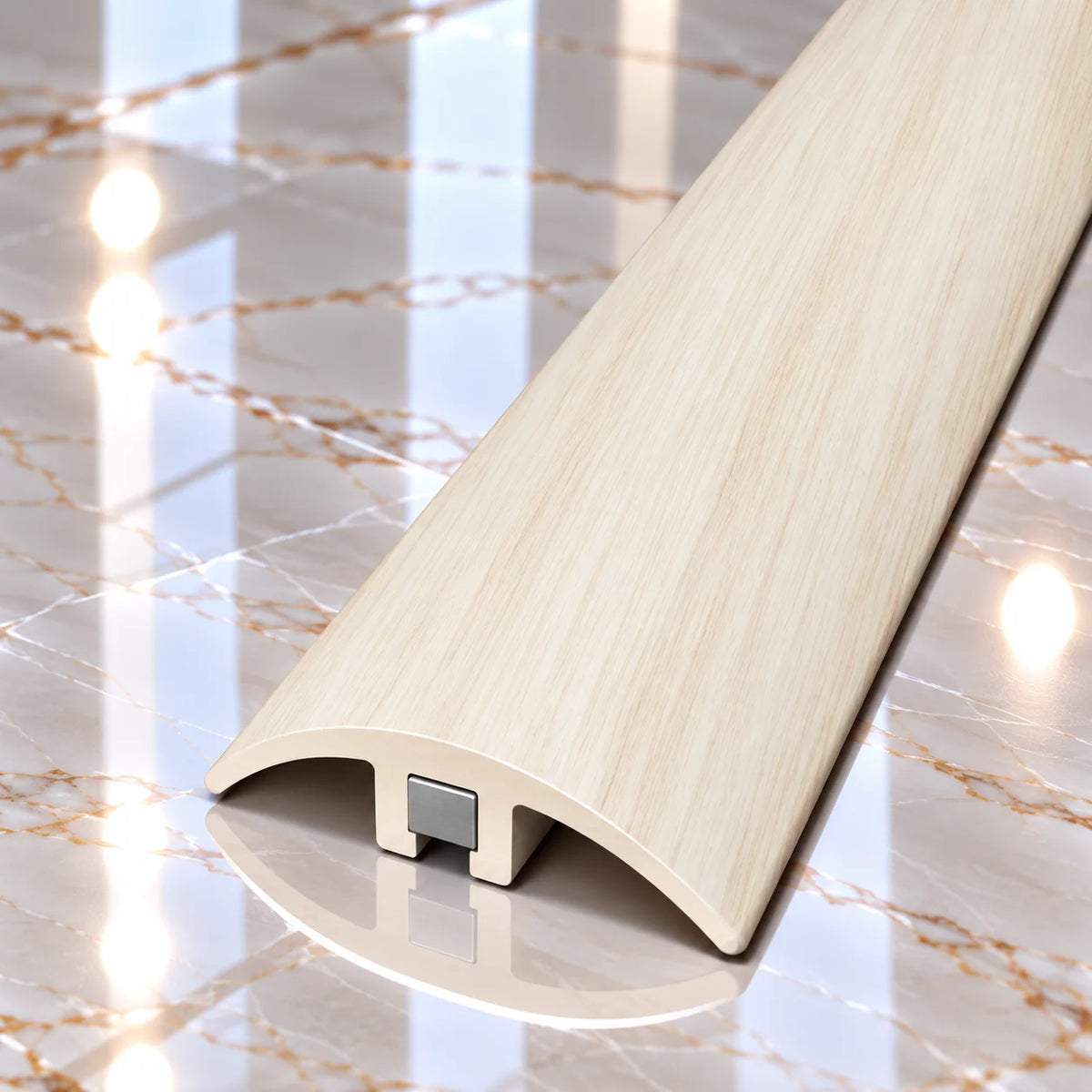32mm PVC Wood Effect Floor Transition Strip designed to create a neat and smooth join between two flooring surfaces.
