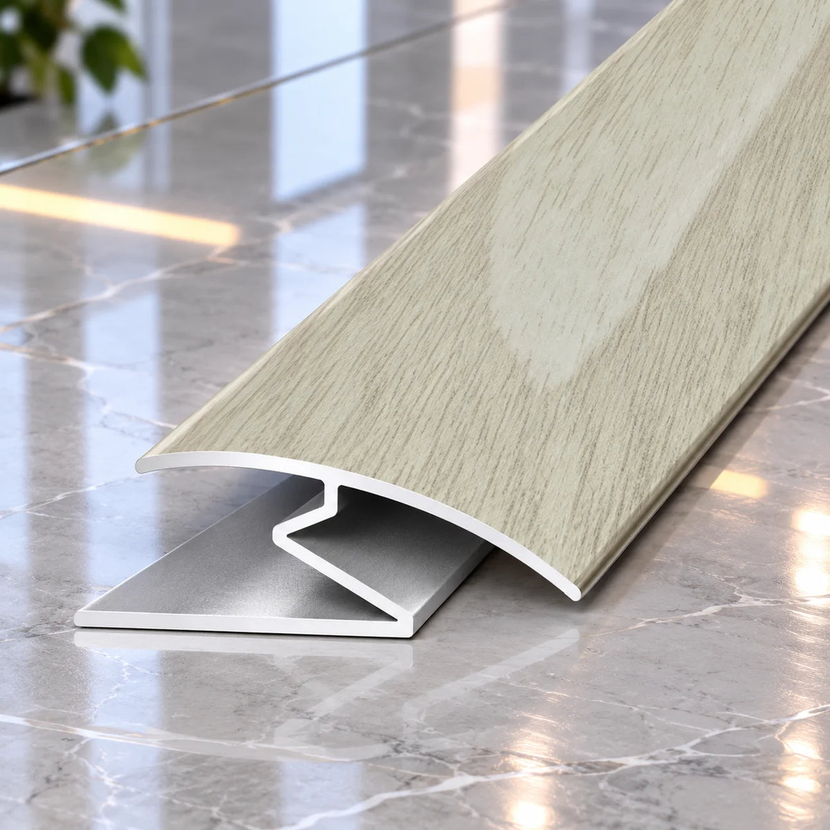 32mm Aluminium Z Transition Profile with Wood Effect Finish suitable for creating a tidy connection between different flooring surfaces.