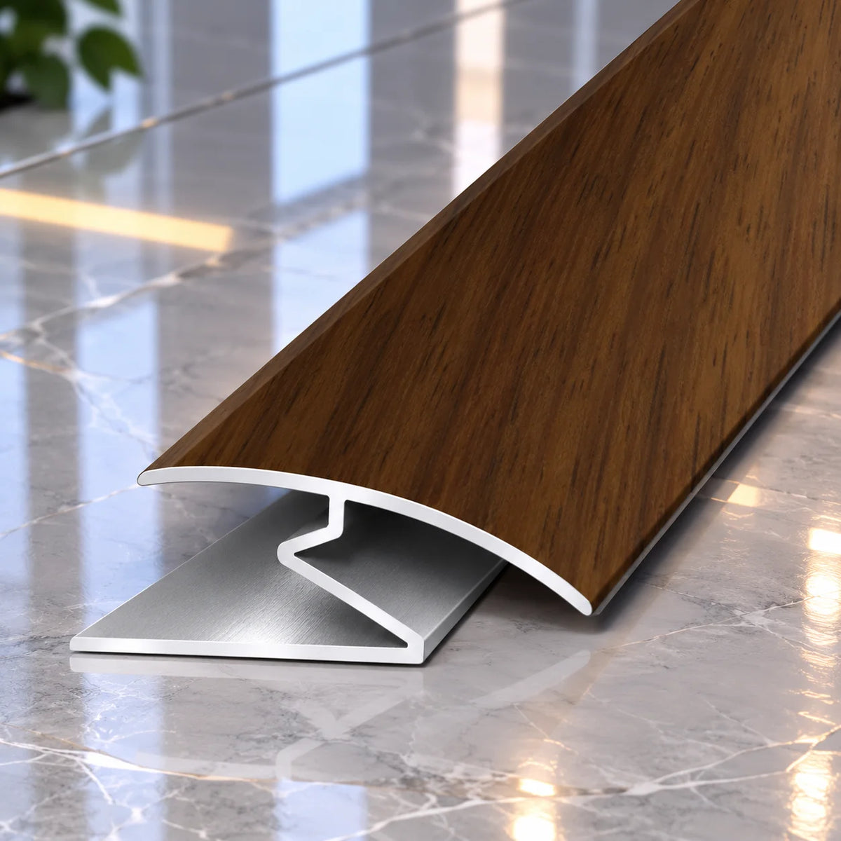 32mm Wood Effect Aluminium Z Transition Strip designed for a neat and professional transition between adjoining floor coverings.