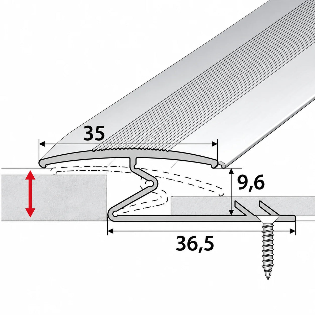 Aluminium Z Carpet Transition Strip 35mm for clean floor transitions