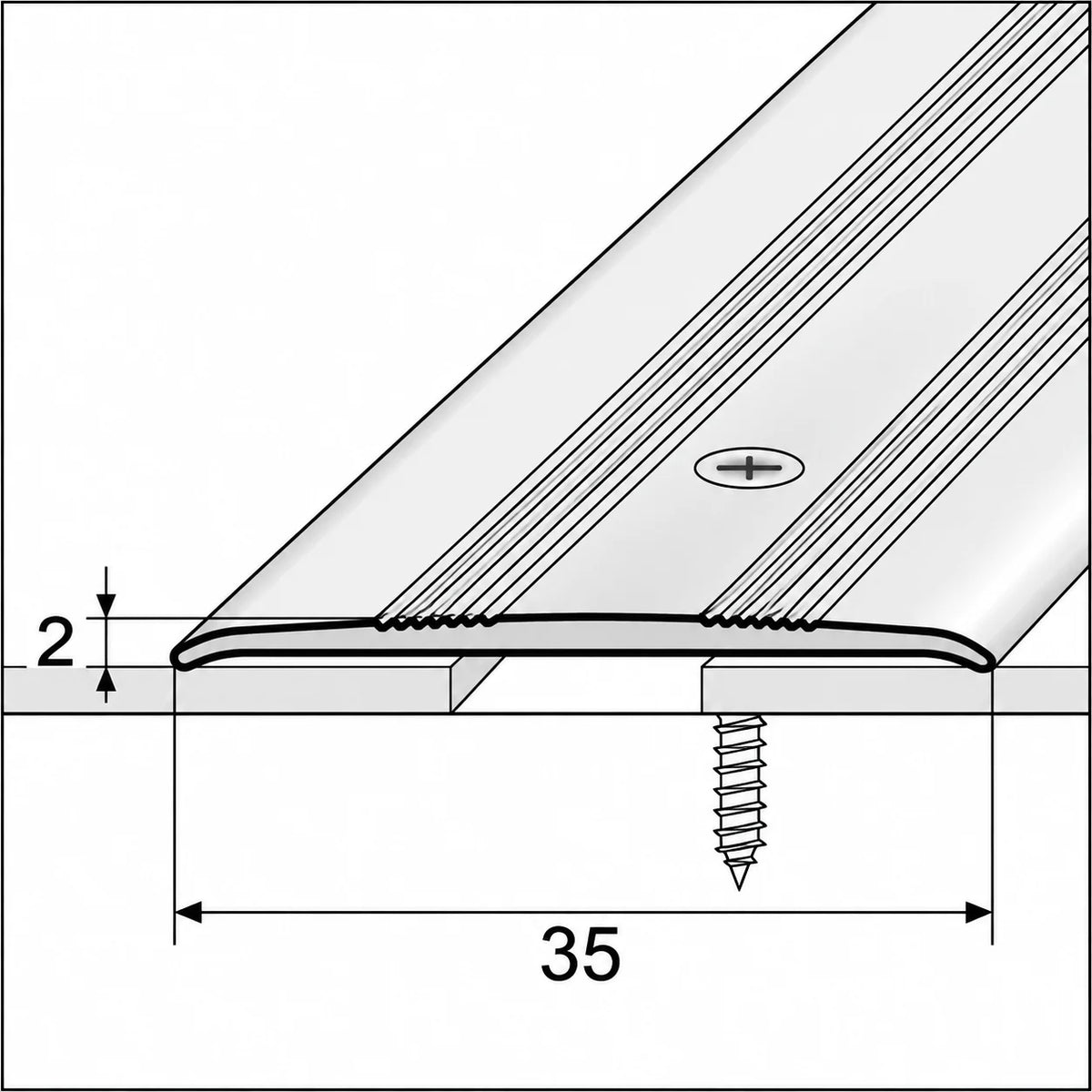 35mm Aluminium Flat Floor Transition Strip Diagram