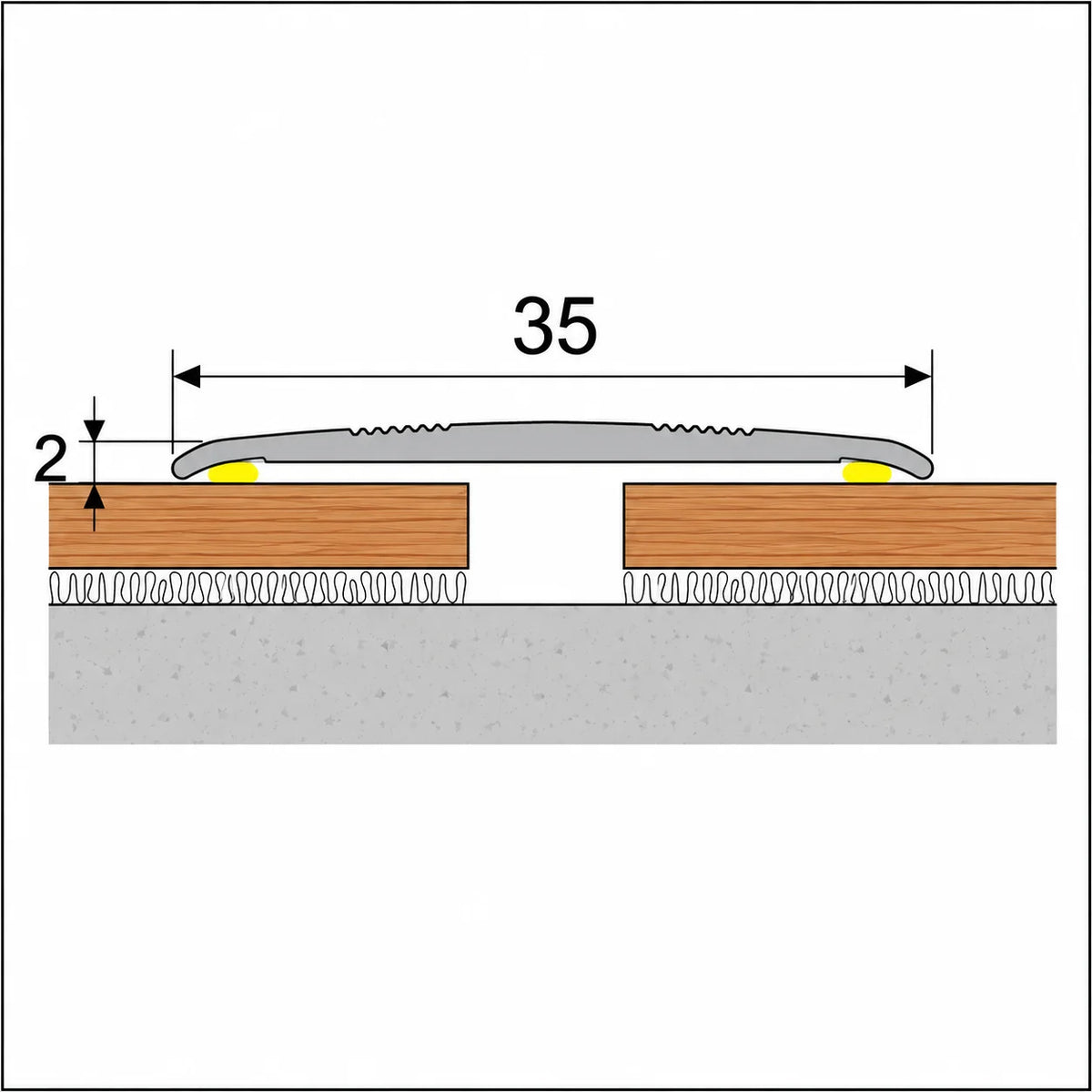 35mm Self-Adhesive Aluminium Floor Transition Strip Diagram 1
