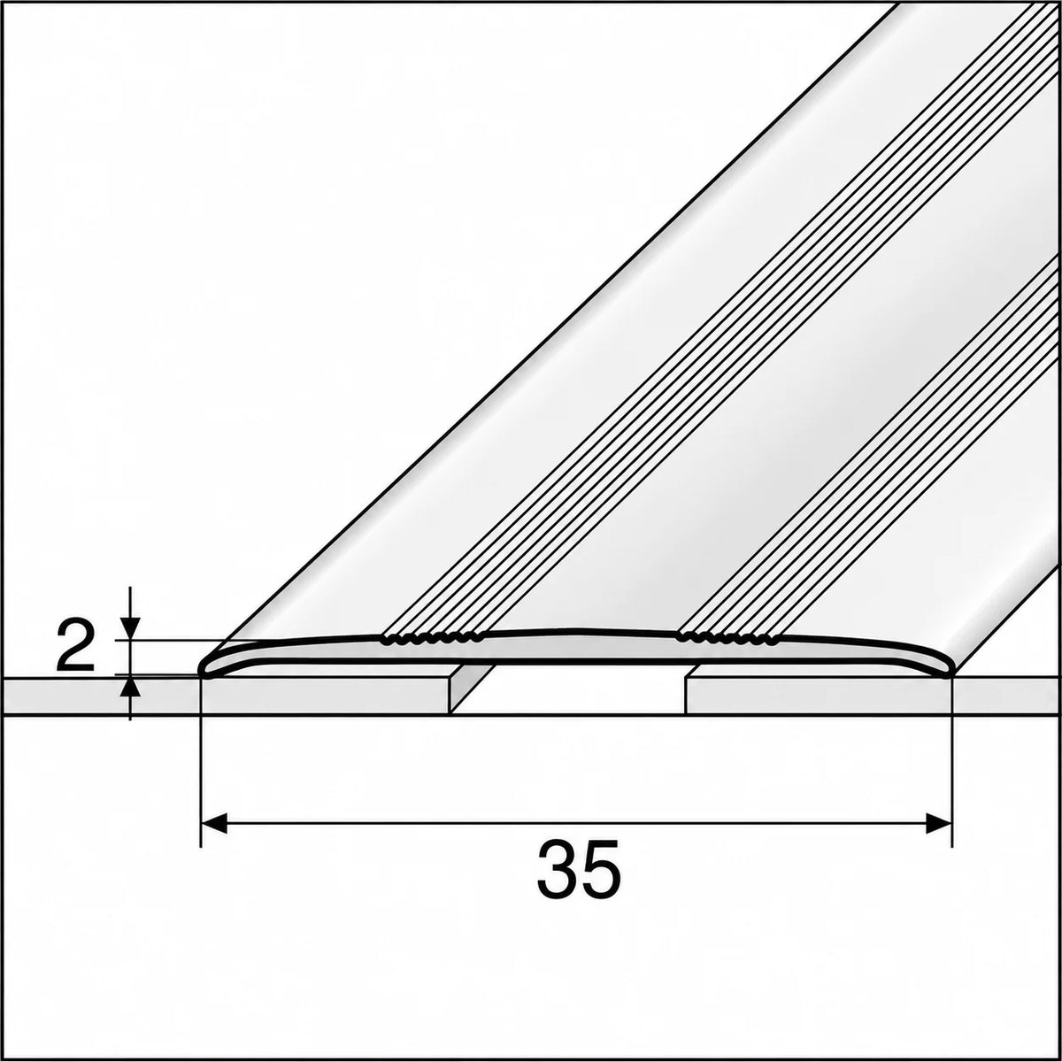 35mm Self-Adhesive Aluminium Floor Transition Strip Diagram 2