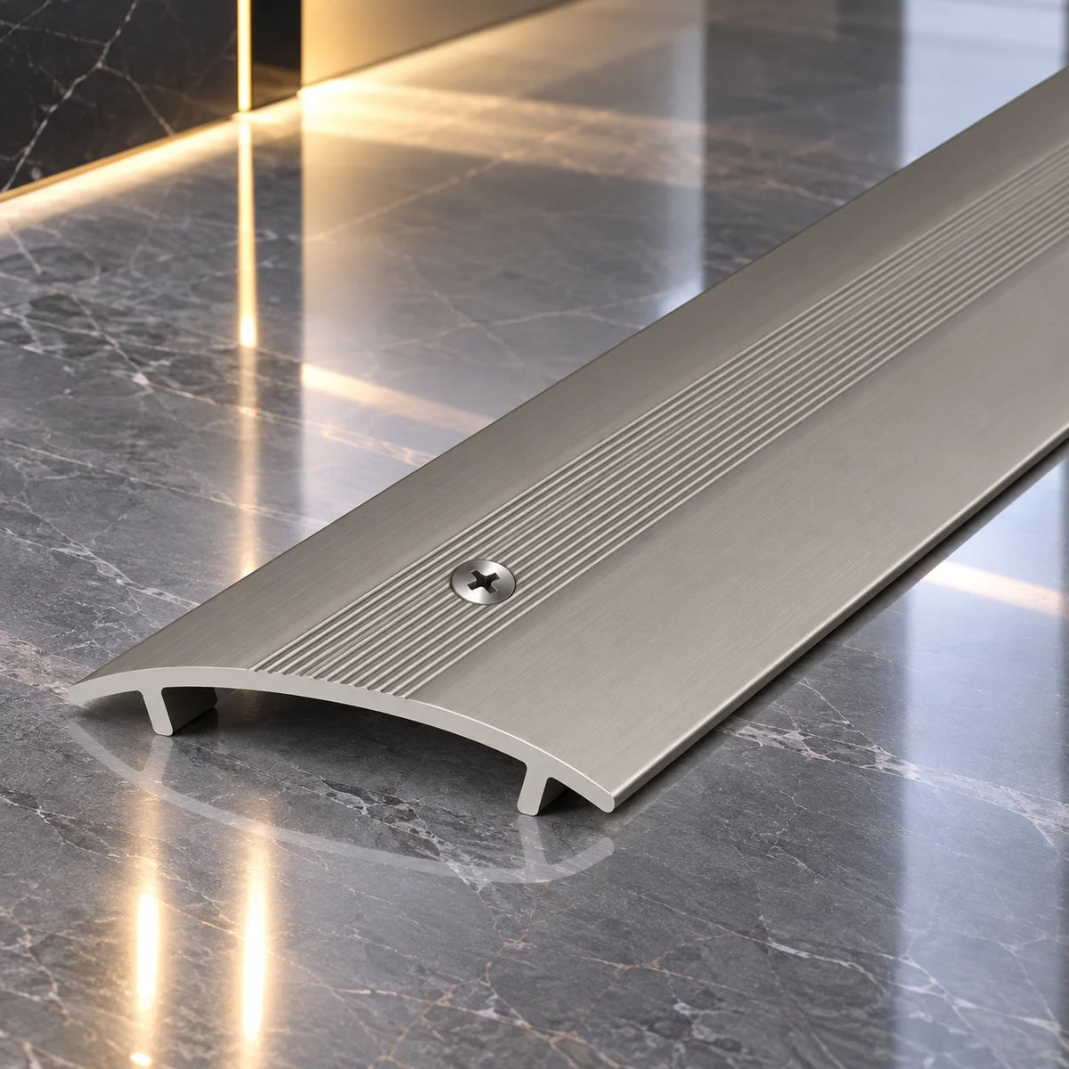 Durable 36mm heavy duty aluminium carpet joining strip with twin grip design for internal doorways