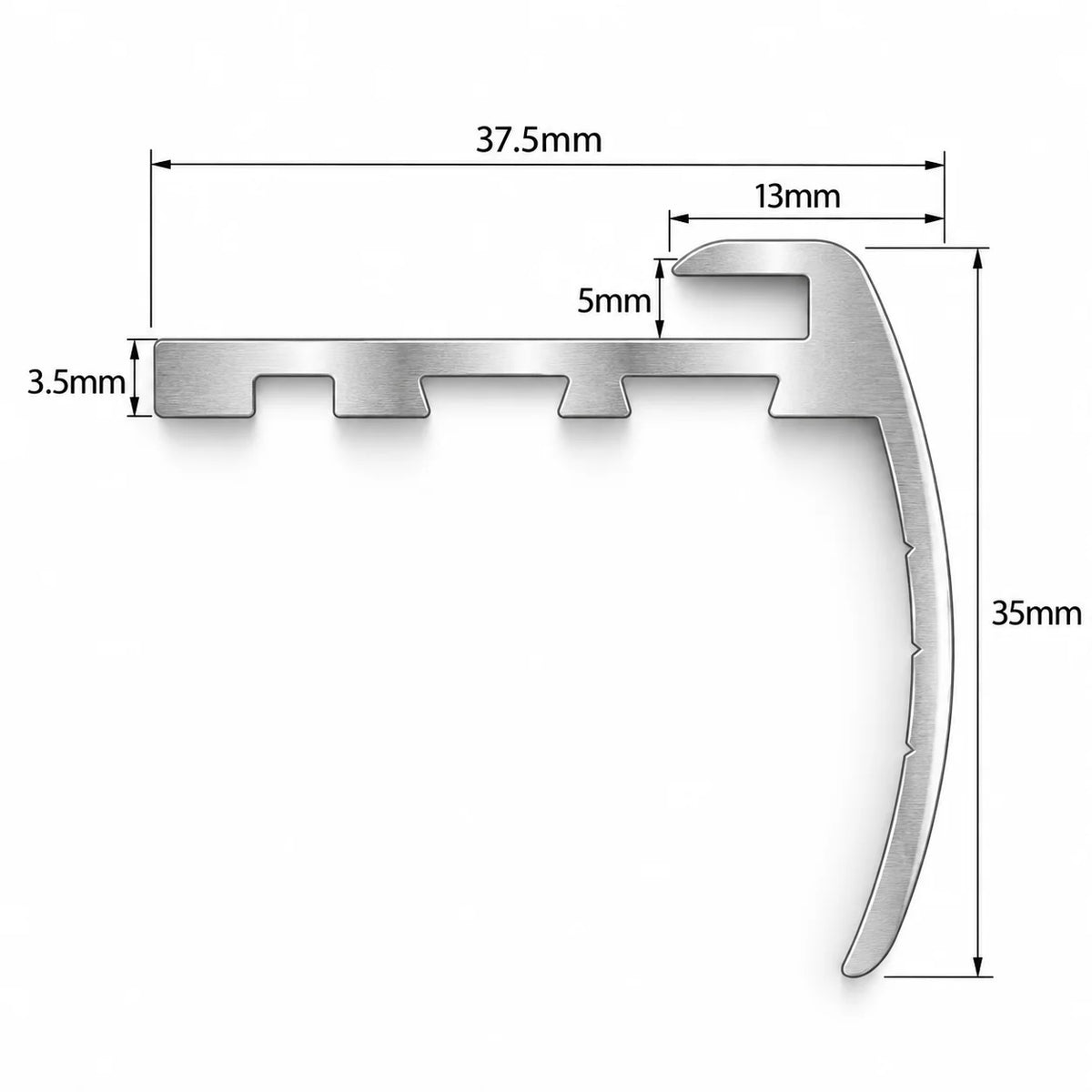 37.5x35mm rounded aluminium stair nosing trim for a neat staircase finish