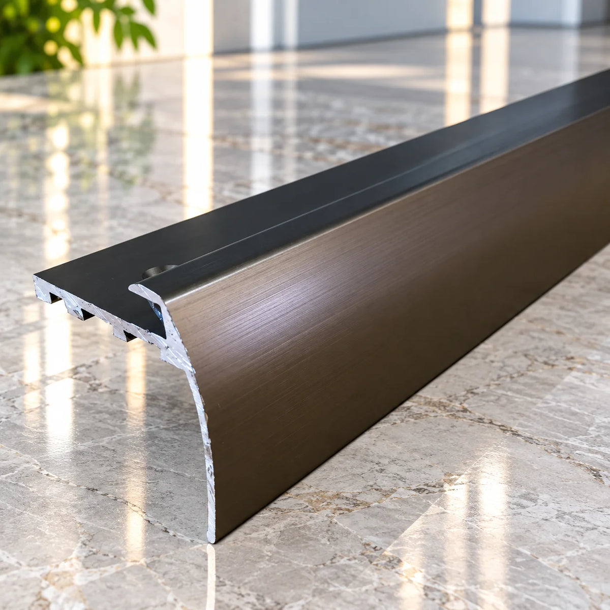 37.5x35mm bullnose aluminium LVT stair nosing 2.7m for stair edge protection