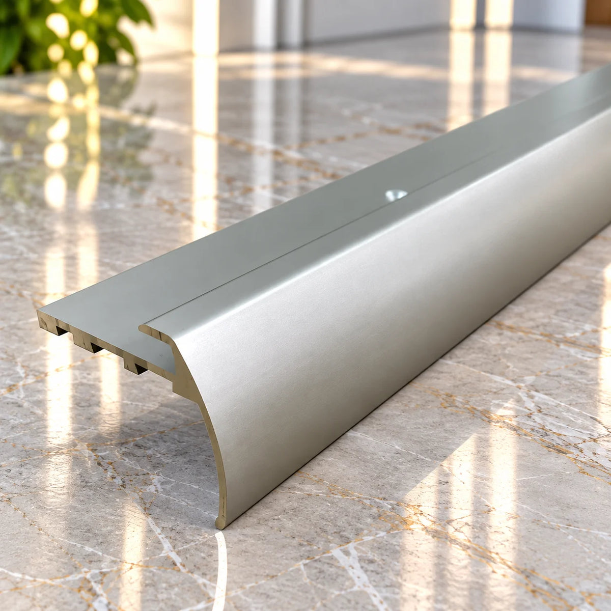 2.7m anodised aluminium LVT stair nosing with rounded bullnose edge