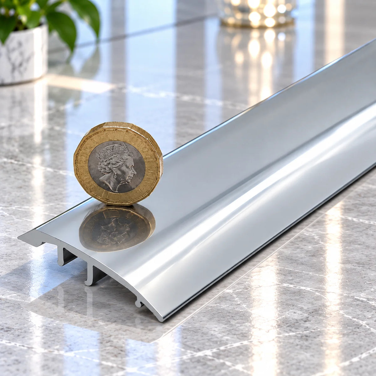37mm Aluminium 4-in-1 Adjustable Floor Transition Strip for creating a clean professional finish between adjoining floor coverings.
