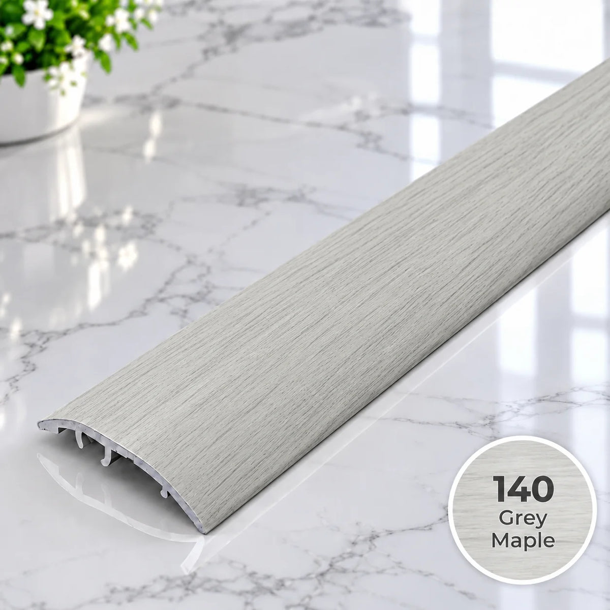 Wood effect 37mm aluminium door threshold strip for joining different floor types